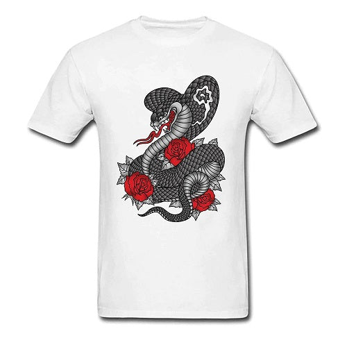Cobra Snake Red Roses T-Shirt | Snakes Jewelry & Fashion
