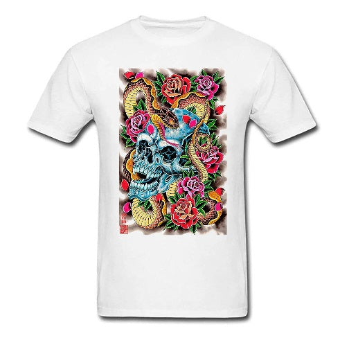 Flowered Skull Snake T-Shirt | Snakes Jewelry & Fashion