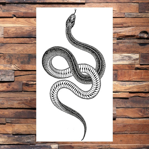 Cool Black Ink Snake Tattoo Wrapped Around Arm