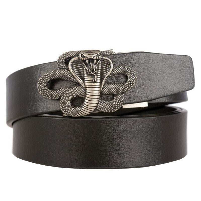 Leather Belt With Cobra Buckle | Snakes Jewelry & Fashion