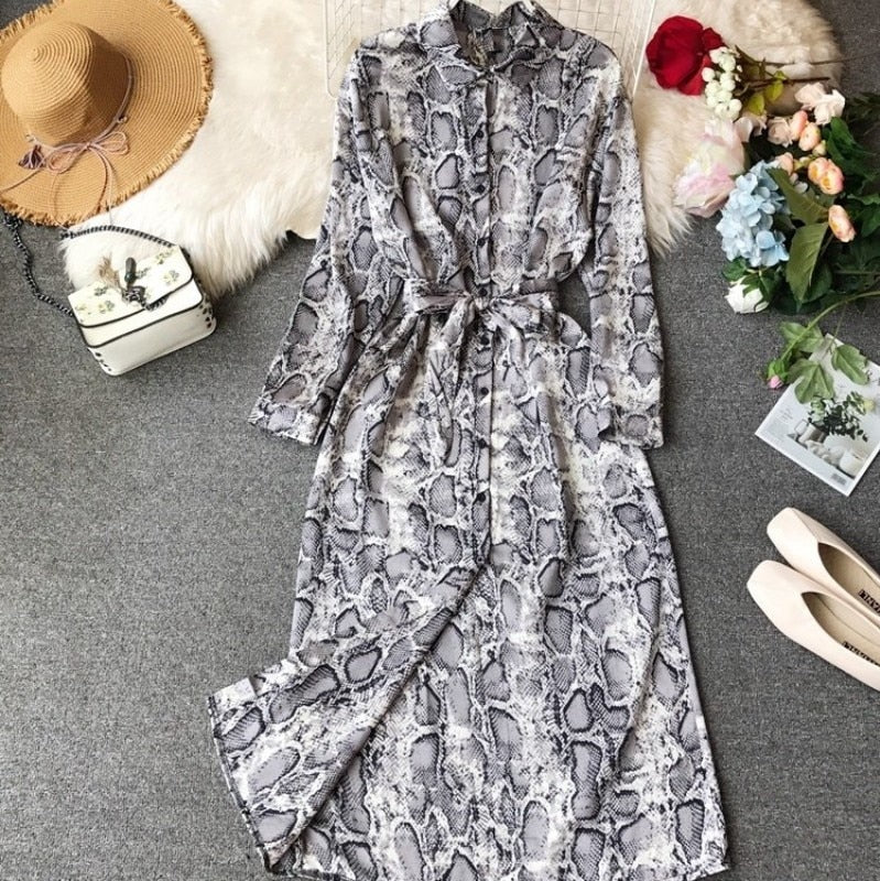 Gray Snake Print Dress | Snakes Jewelry & Fashion