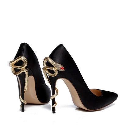 Black Heels With Snake Wrapped Around Heel | Snakes Jewelry & Fashion