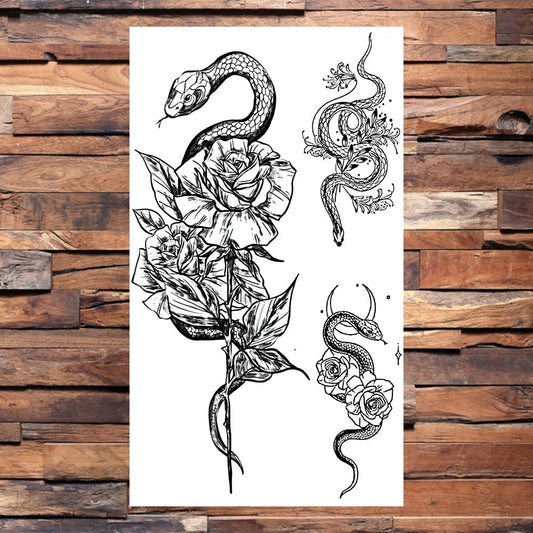 Snake With Flowers Tattoo | Snakes Jewelry & Fashion