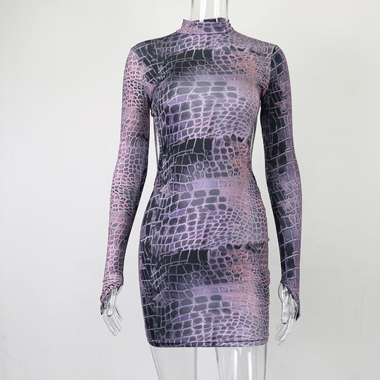 Long Sleeve Snake Print Dress | Snakes Jewelry & Fashion