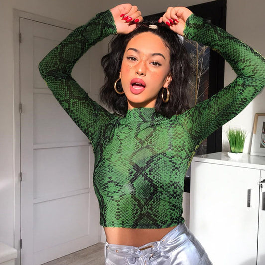 Snake Long Sleeve Crop Top | Snakes Jewelry & Fashion