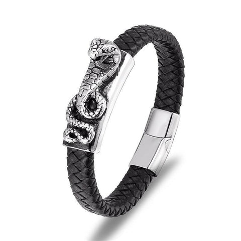 Black Leather Bracelet Mens | Snakes Jewelry & Fashion