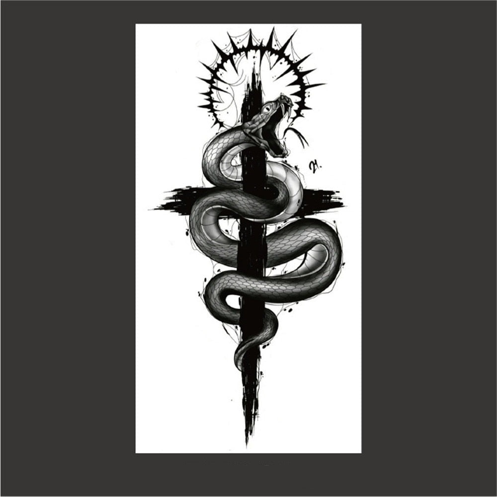 Snake On Cross Tattoo | Snakes Jewelry & Fashion
