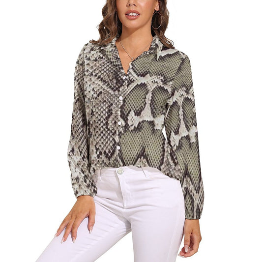 Snake Print Button Down Blouse | Snakes Jewelry & Fashion