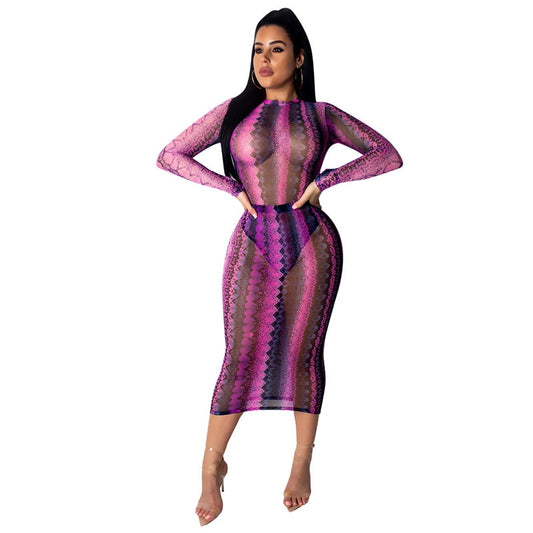 Mesh Snake Print Dress | Snakes Jewelry & Fashion