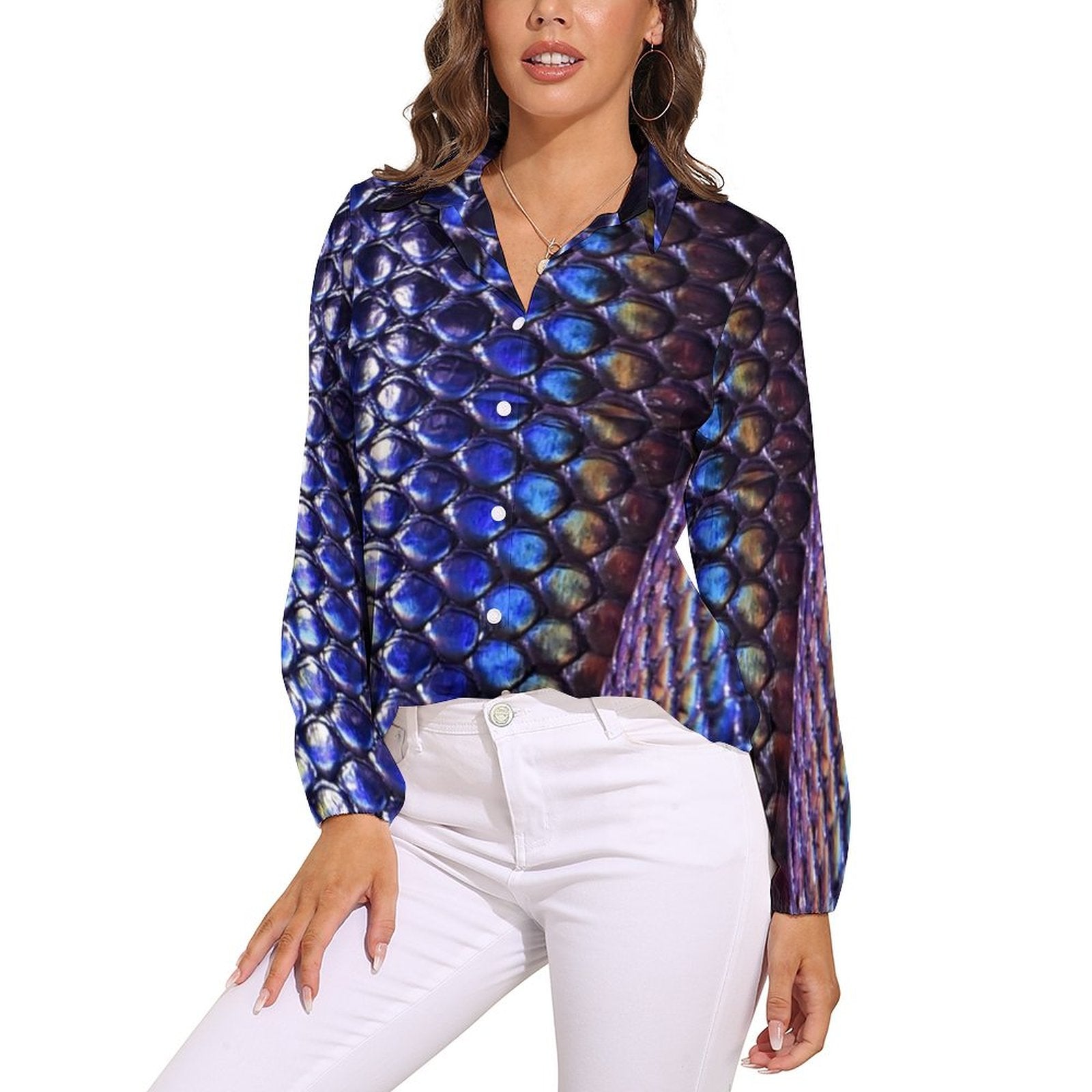 Blue Snake Print Blouse | Snakes Jewelry & Fashion