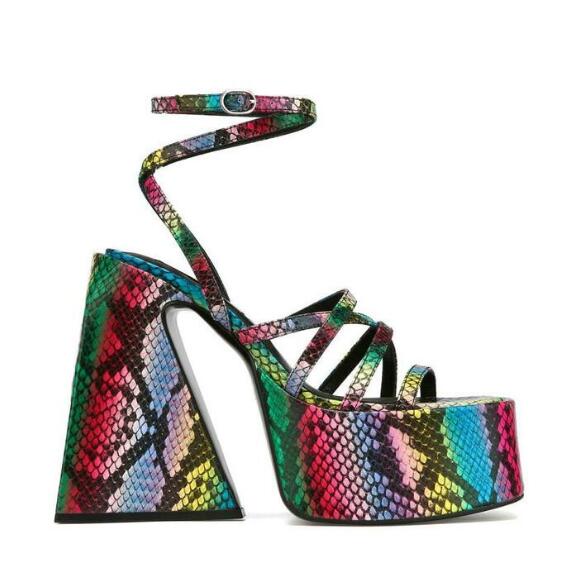 Multi Color Snake Print Heels | Snakes Jewelry & Fashion