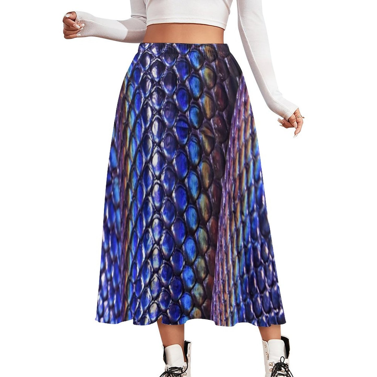 Blue Snake Print Skirt | Snakes Jewelry & Fashion