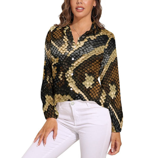 Brown Snake Print Blouse | Snakes Jewelry & Fashion