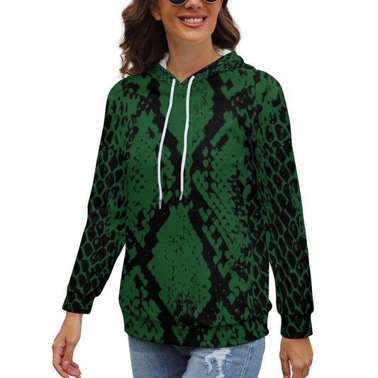 Green Snake Print Hoodie | Snakes Jewelry & Fashion