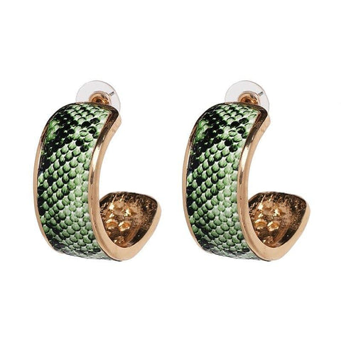 Green Snake Print Earrings | Snakes Jewelry & Fashion