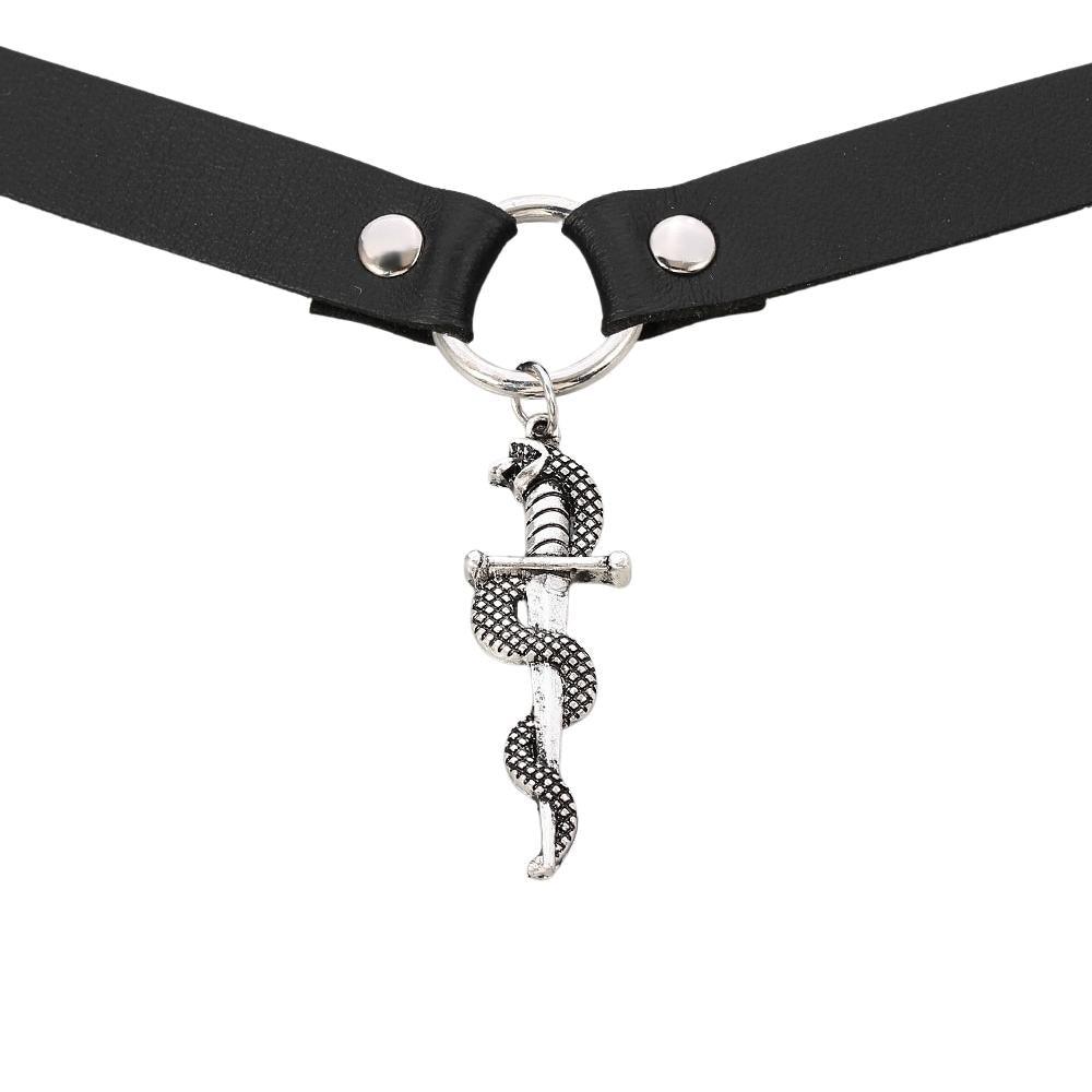 Black Leather Necklace | Snakes Jewelry & Fashion