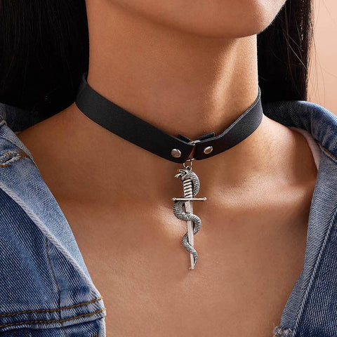 Black Leather Necklace | Snakes Jewelry & Fashion